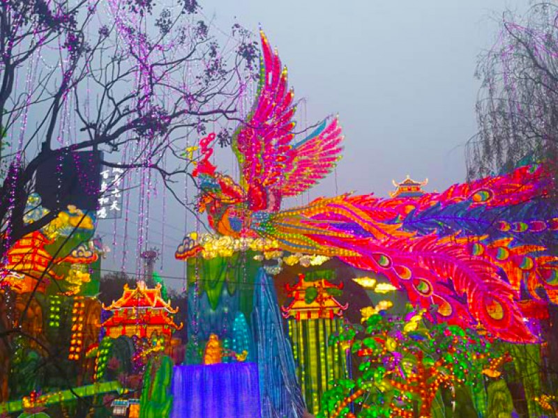 自貢彩燈制作—鳳舞九天 百鳥(niǎo)和鳴